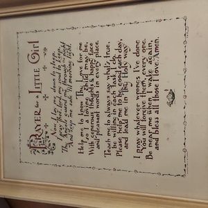 Framed signed F.W. Funnell Prayer for a Little Girl Nursery Decor